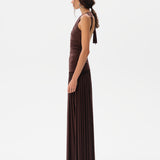 ALINA - Open-back ruched maxi jersey dress