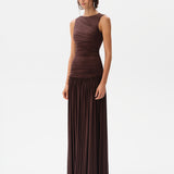 ALINA - Open-back ruched maxi jersey dress