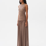 ALINA - Open-back ruched maxi jersey dress