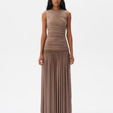 ALINA - Open-back ruched maxi jersey dress