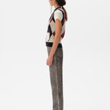 RENAS - High-rise embellished flare-leg leather pants