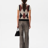 RENAS - High-rise embellished flare-leg leather pants