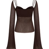 DENS - Long sleeve knit top with rose detail