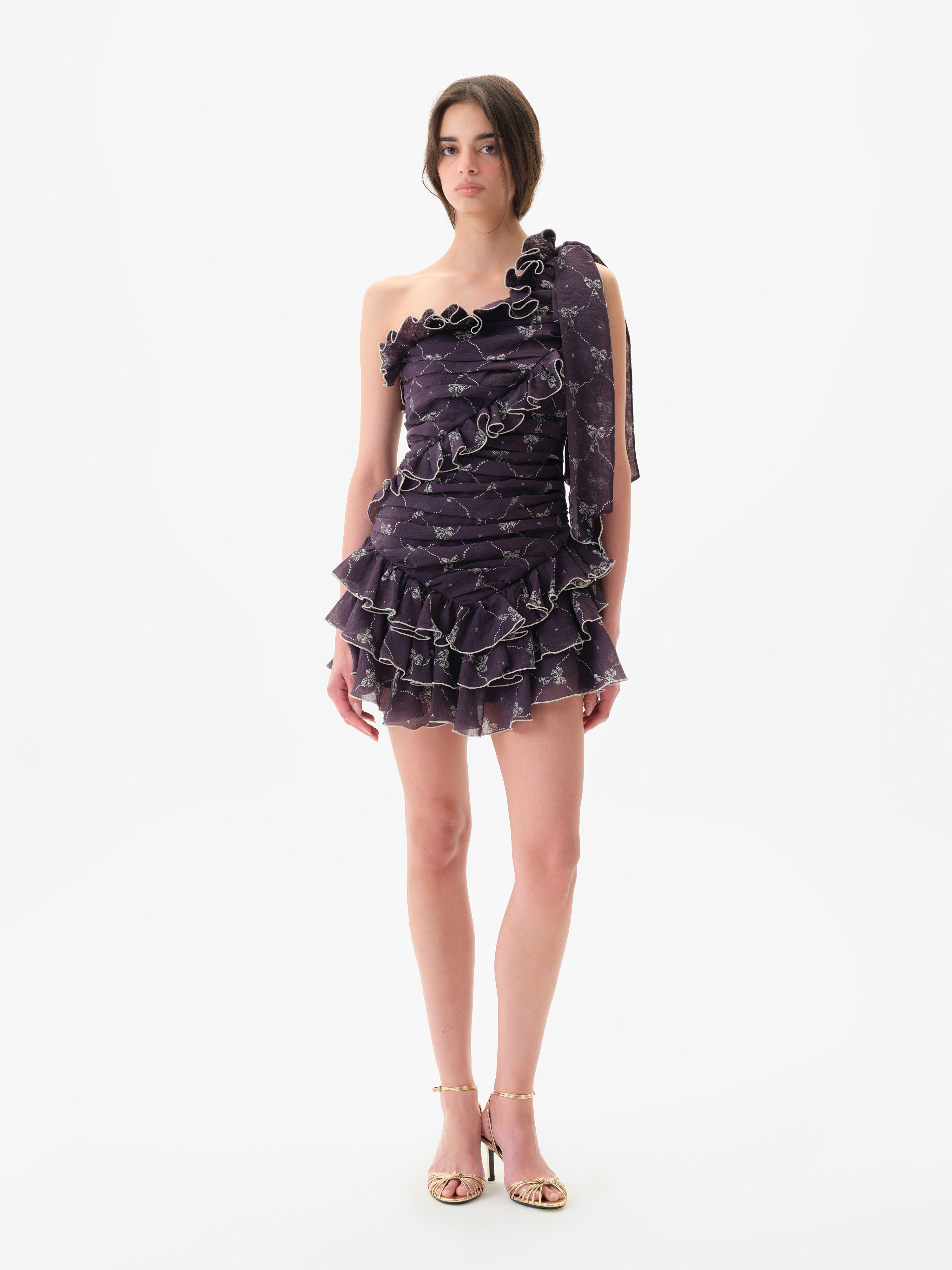 FRILLA - Bow detailed ruffle one-shoulder dress by SIEDRS | Official website FRILLA - Bow detailed ruffle one-shoulder dress by SIEDRS | Official website
