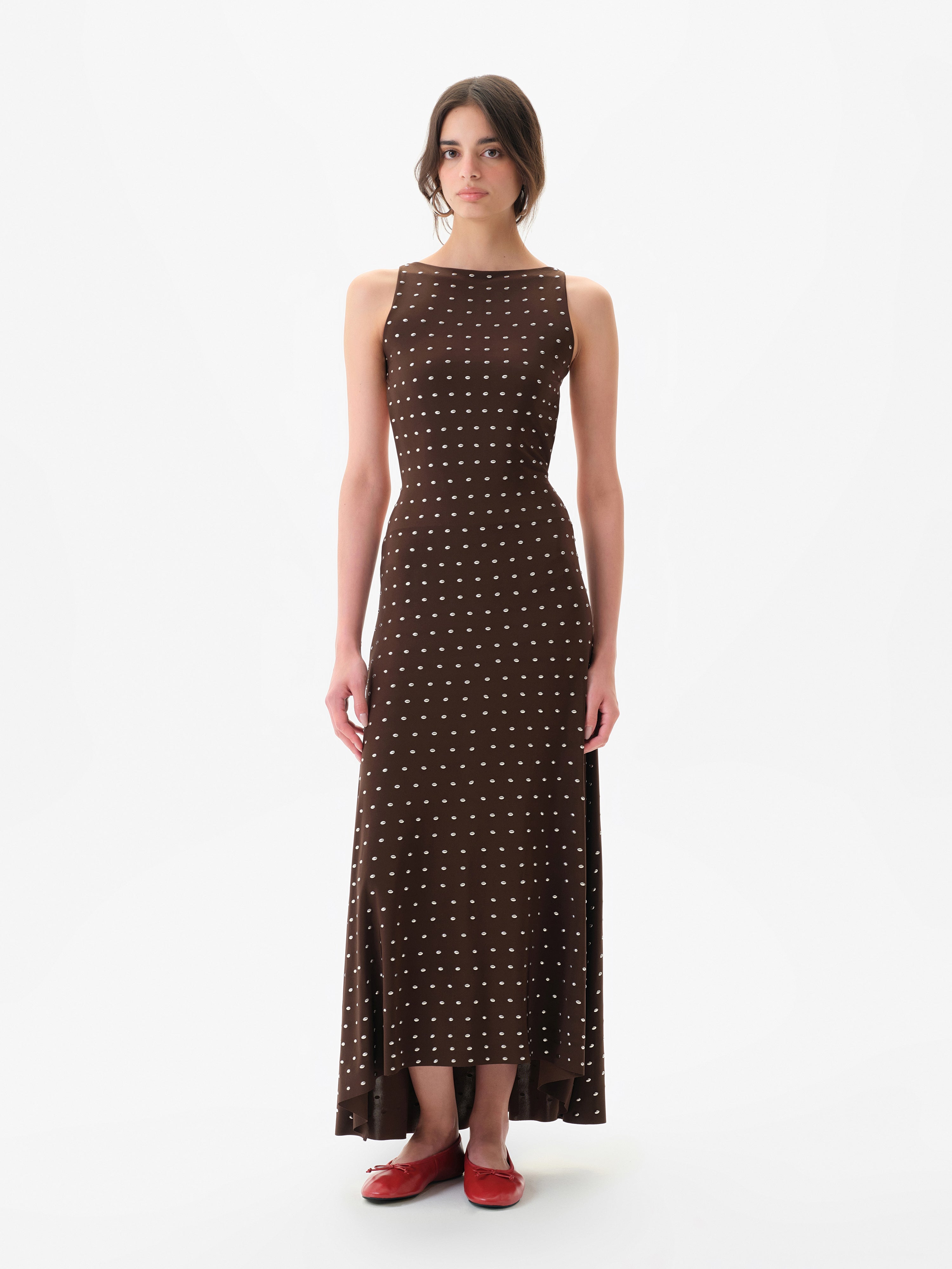 jersey sleeveless maxi dress Women's Perfectly Framed Yellow Jersey Knit Contrast Trim Sleeveless Maxi Dress | Size: M