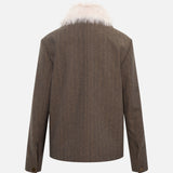 HARPER - Wool-blend jacket with fur collar