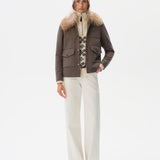 HARPER - Wool-blend jacket with fur collar
