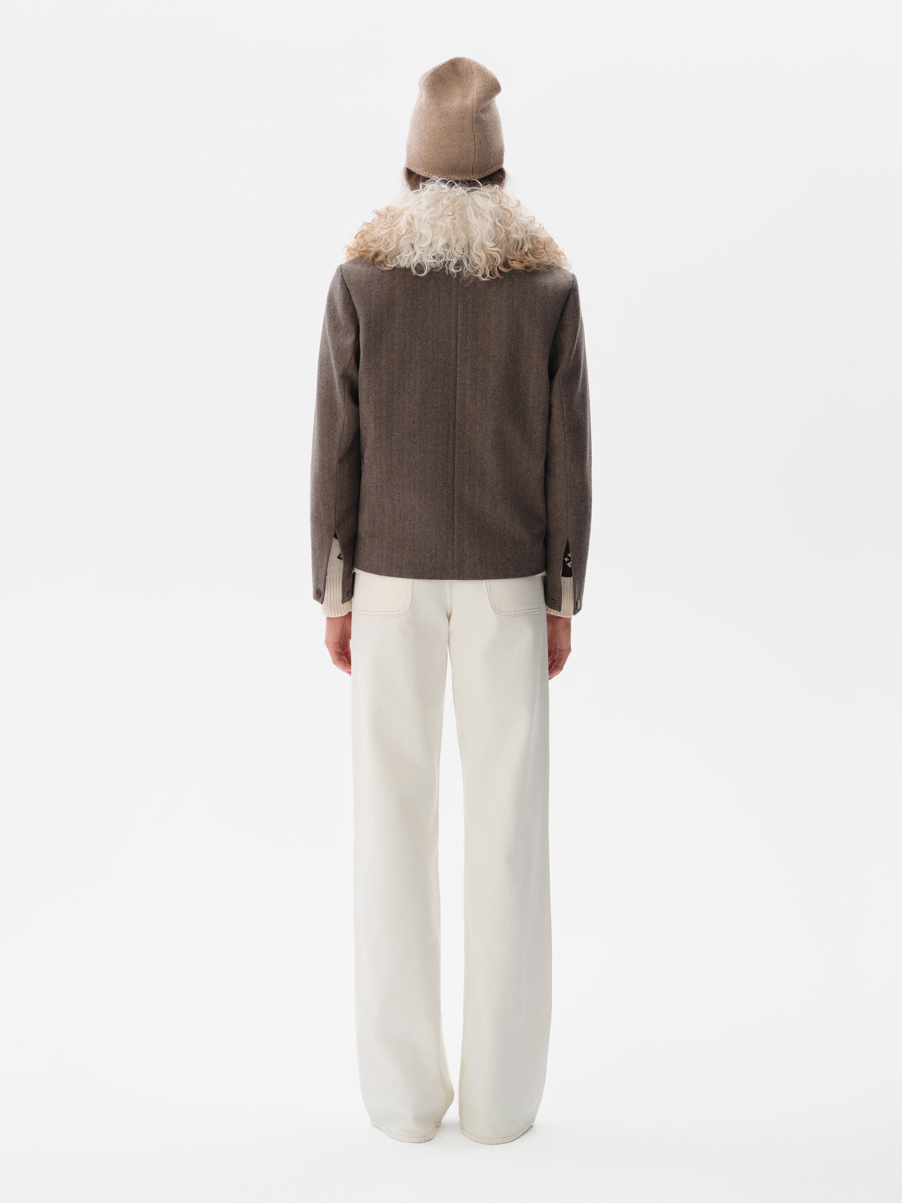 HARPER - Wool-blend jacket with fur collar