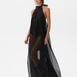 IRIS - Open-back halter neck chiffon glitter dress