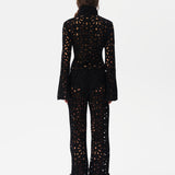 VIDA - Embroidered wide-leg pants with mini shorts