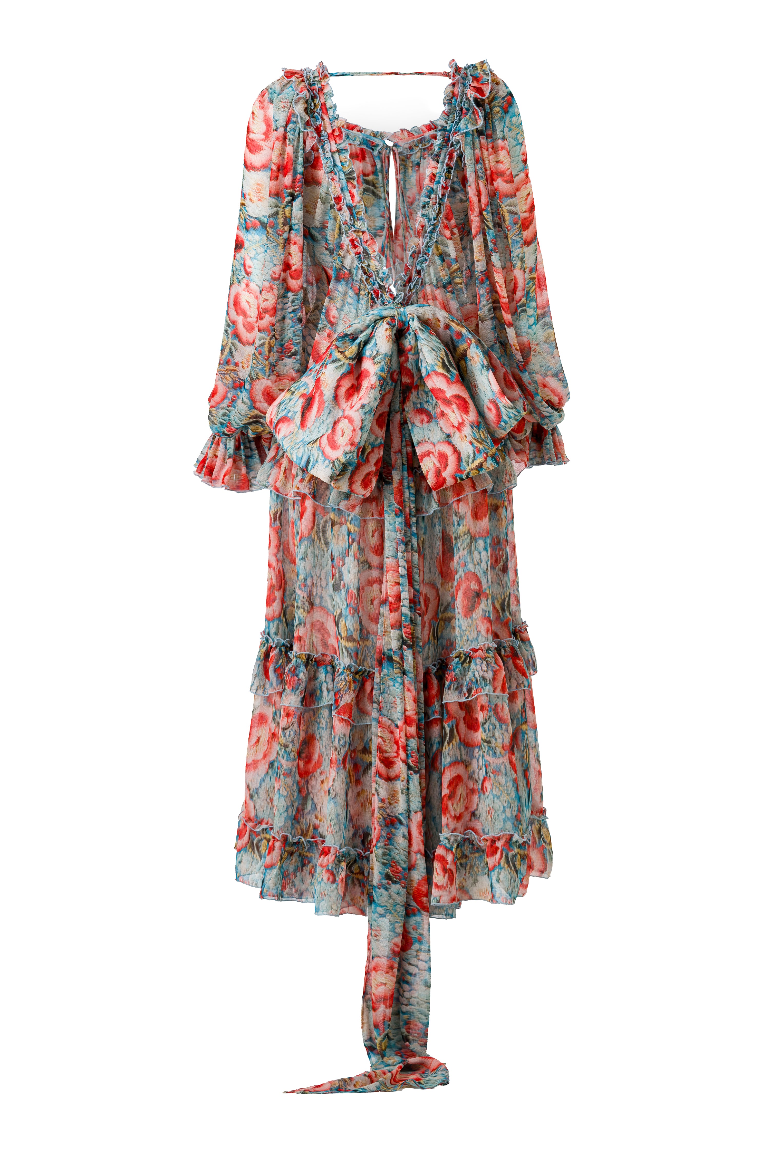 MIGNON - Ruffled maxi dress with bow detail