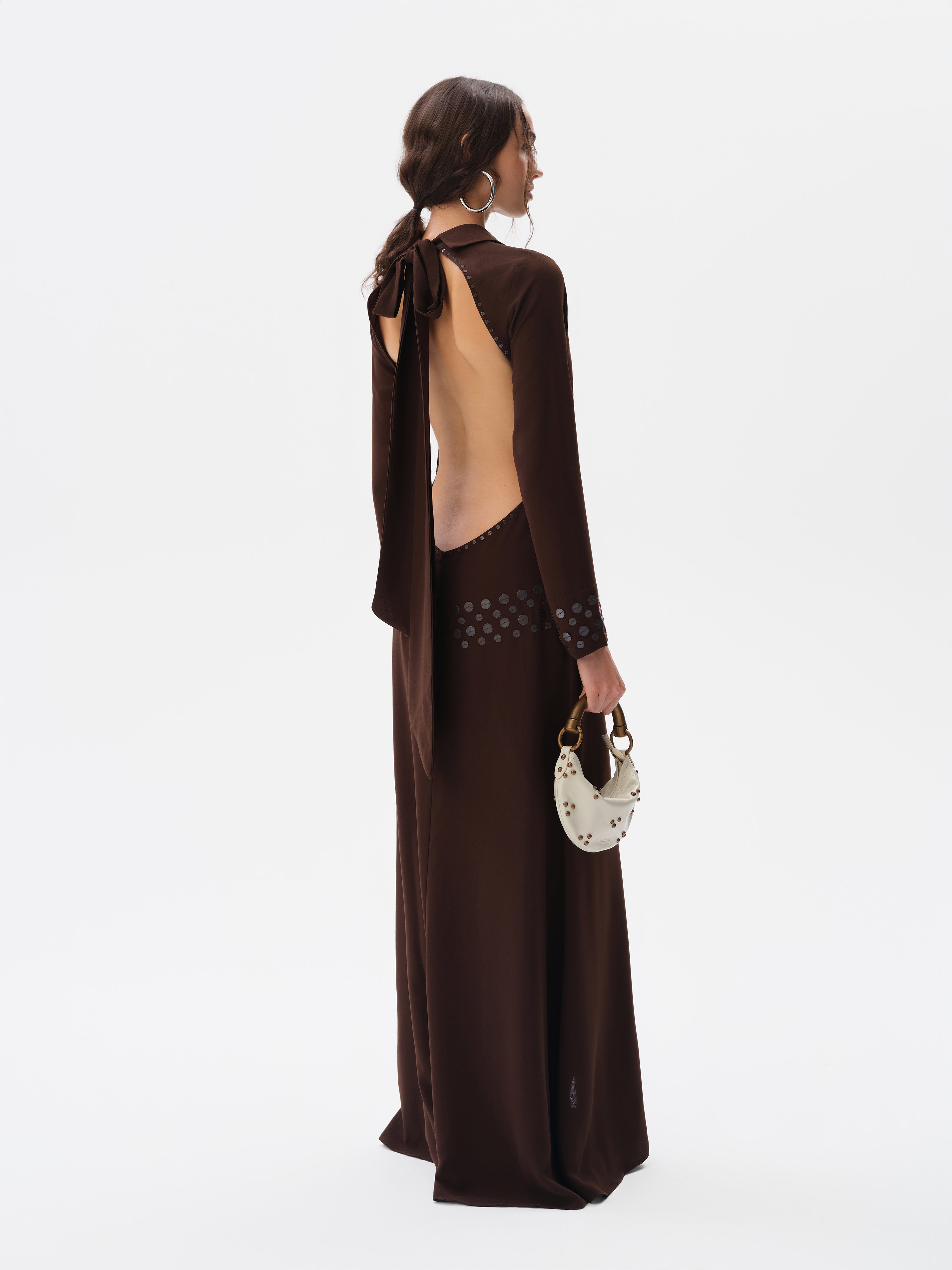 PALOMA - Open-back crepe dress Brown / 40 PALOMA - Open-back crepe dress Brown / 40
