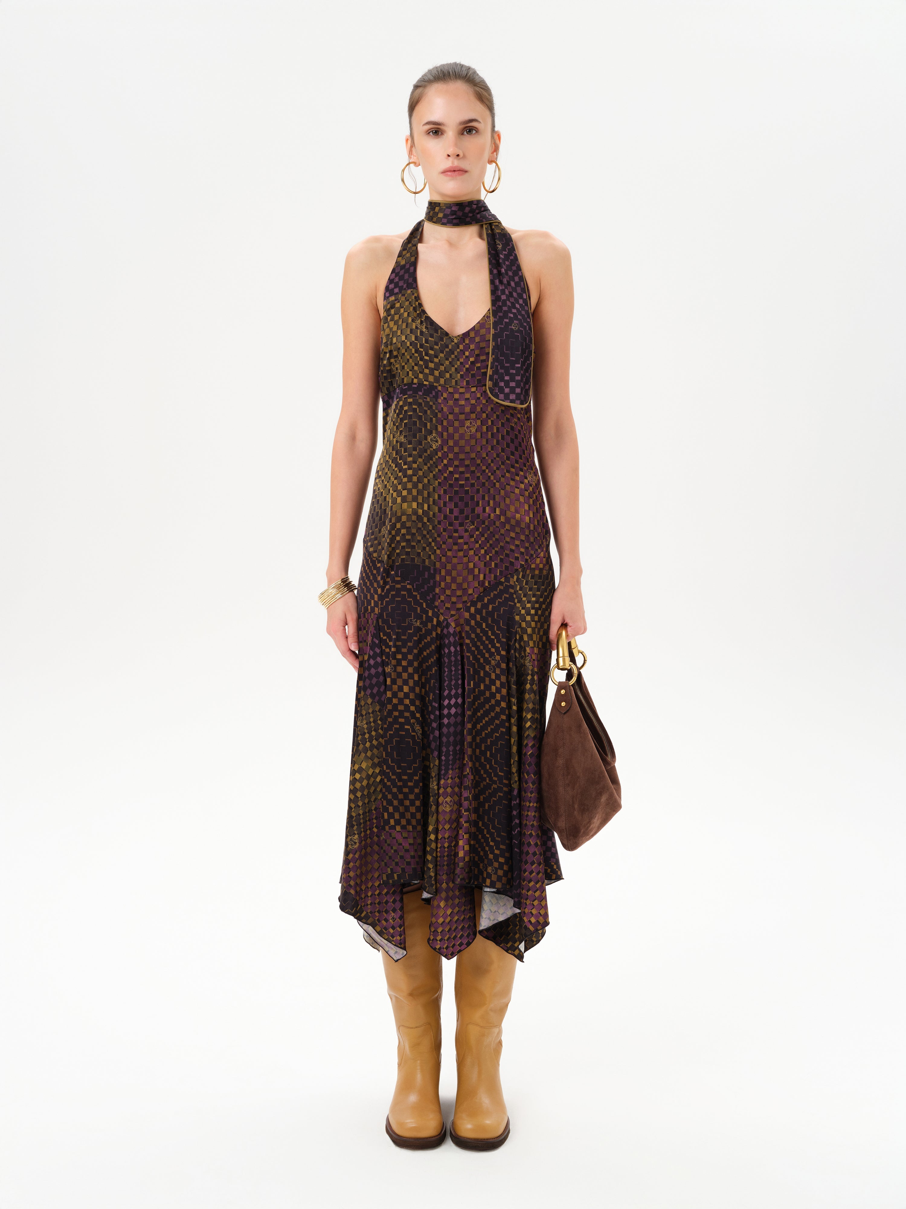 RAYE - Printed halter neck midi satin dress by SIEDRS | Official website RAYE - Printed halter neck midi satin dress by SIEDRS | Official website