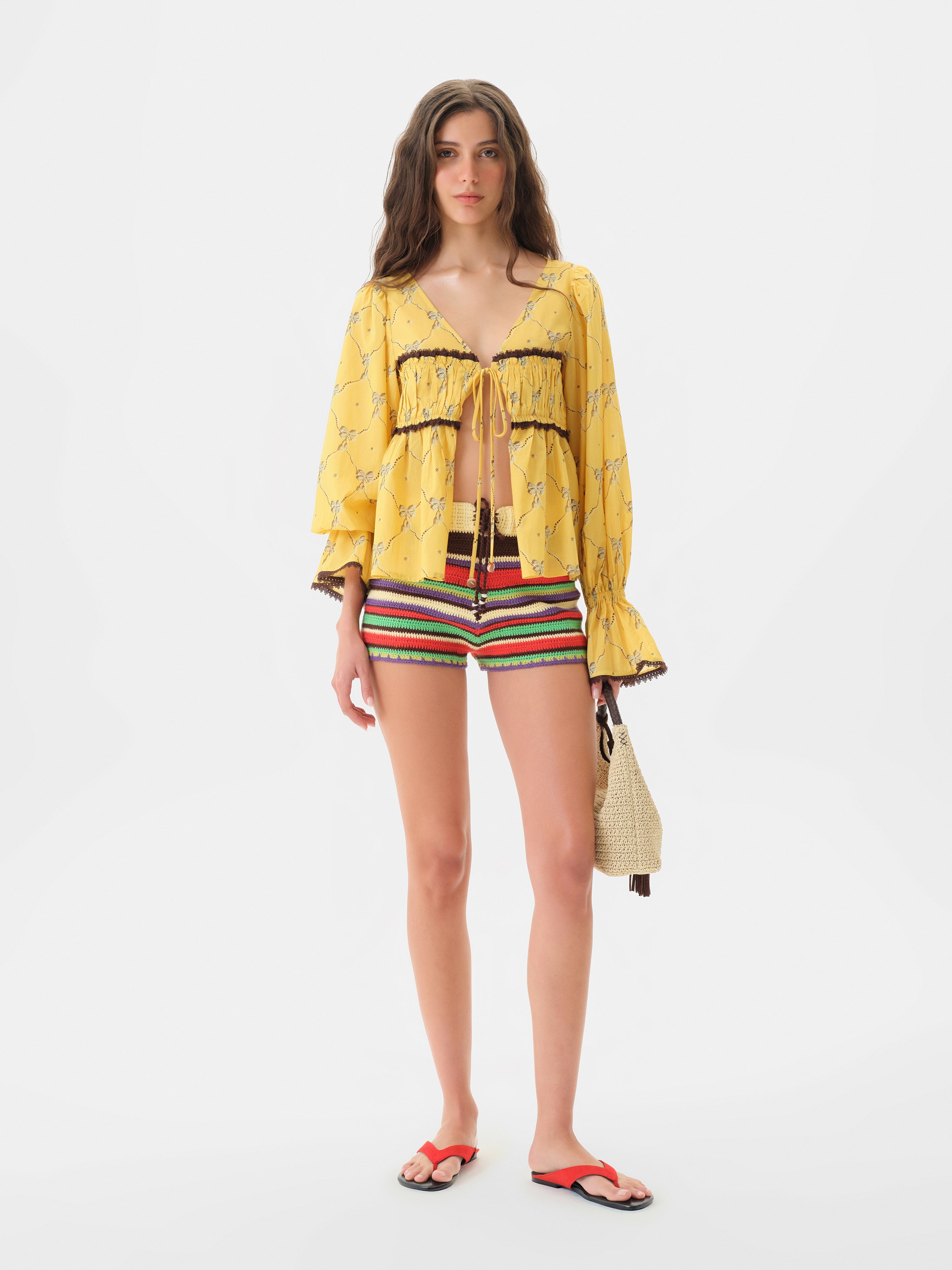 RENATA - Striped crochet mini shorts by SIEDRÉS | Official website