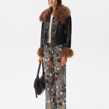 RONCH - Shearling-collar leather jacket