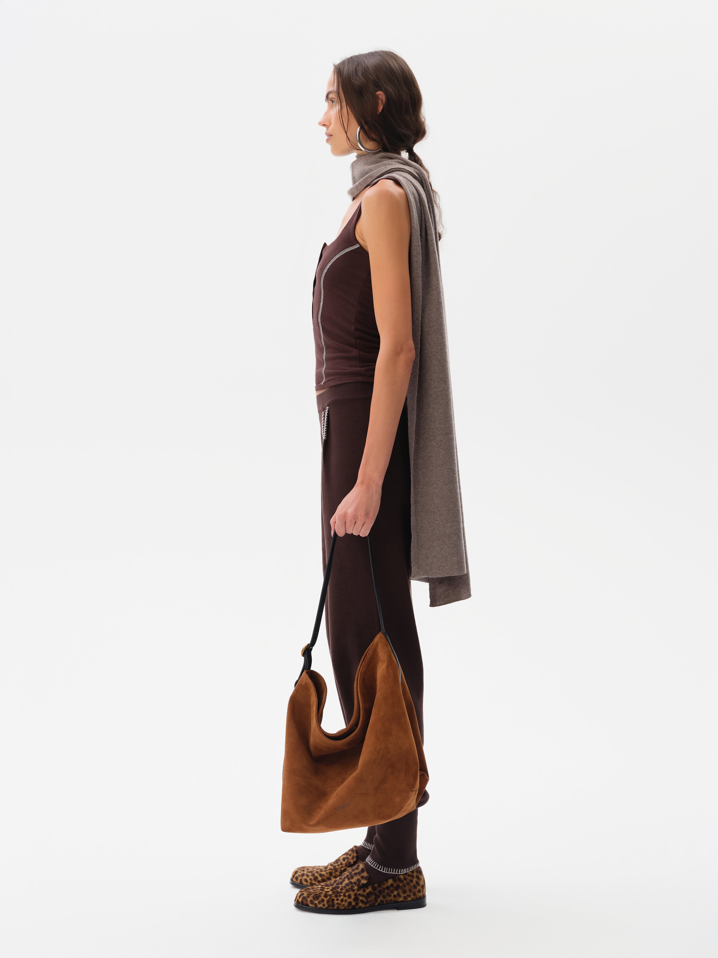 ROSENA - Knit harem pants with blanket-stitched hem