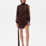 SELENE - High-neck mini jersey dress