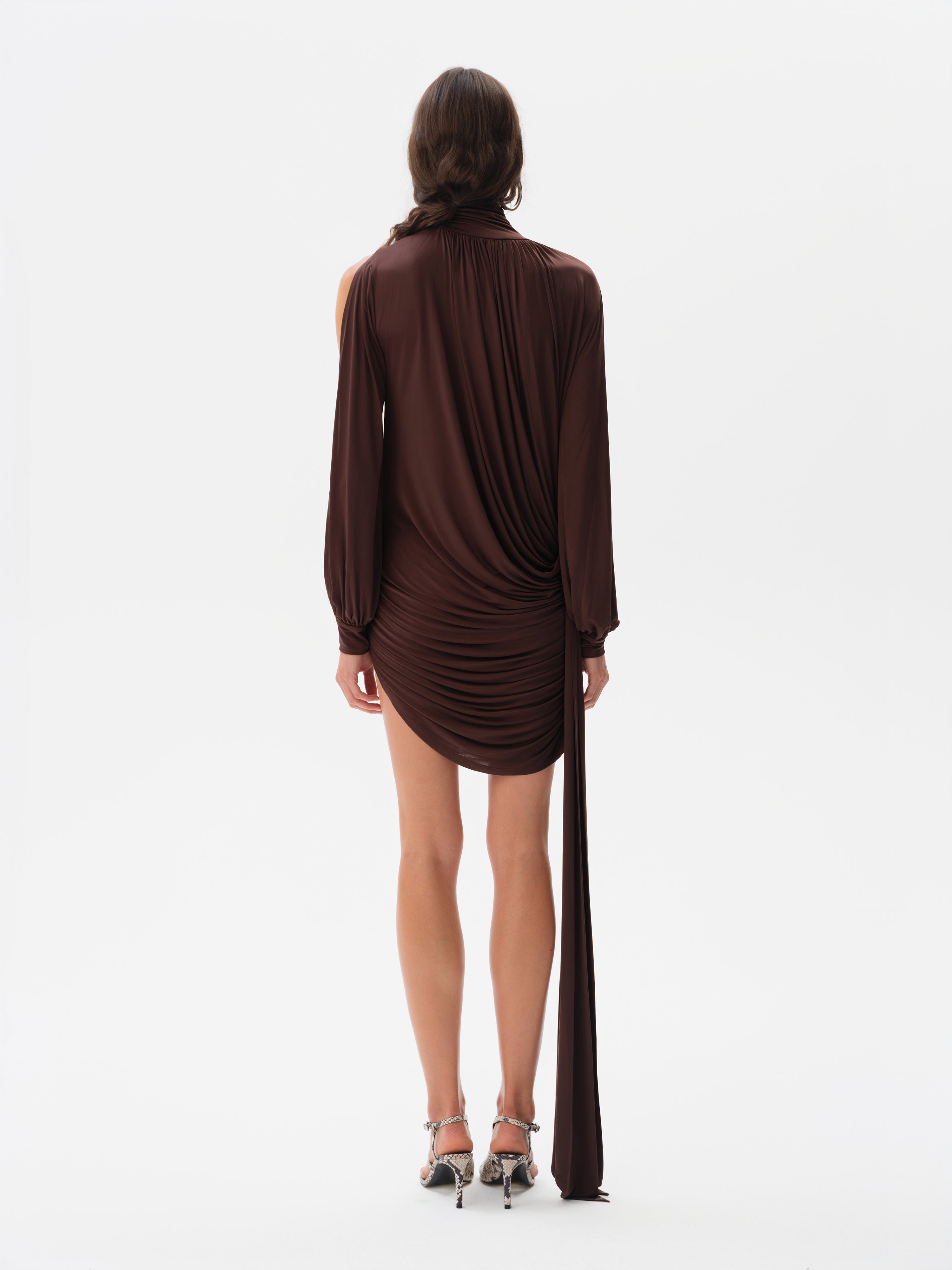 SELENE - High-neck mini jersey dress