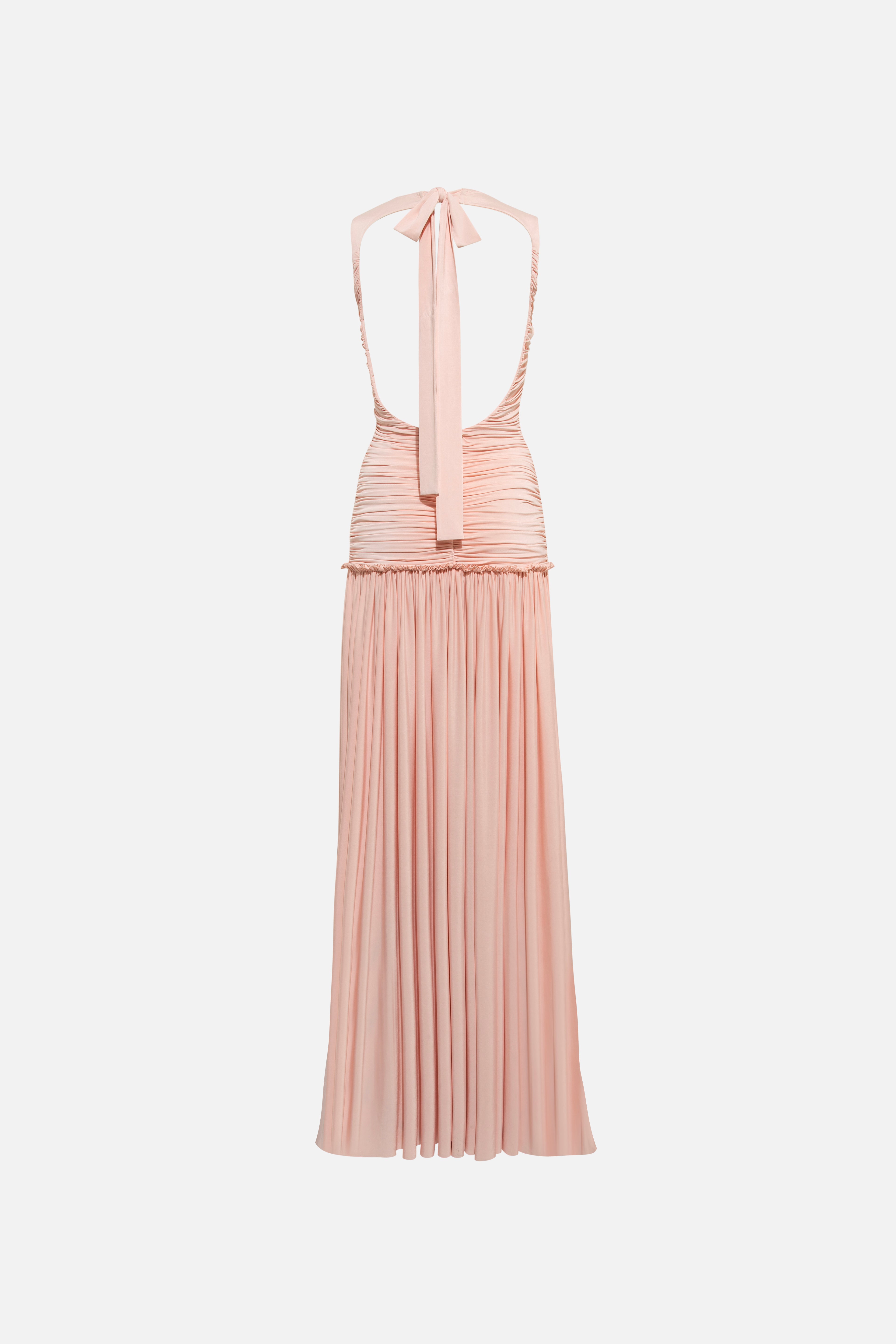 ALINA - Open-back ruched maxi jersey dress