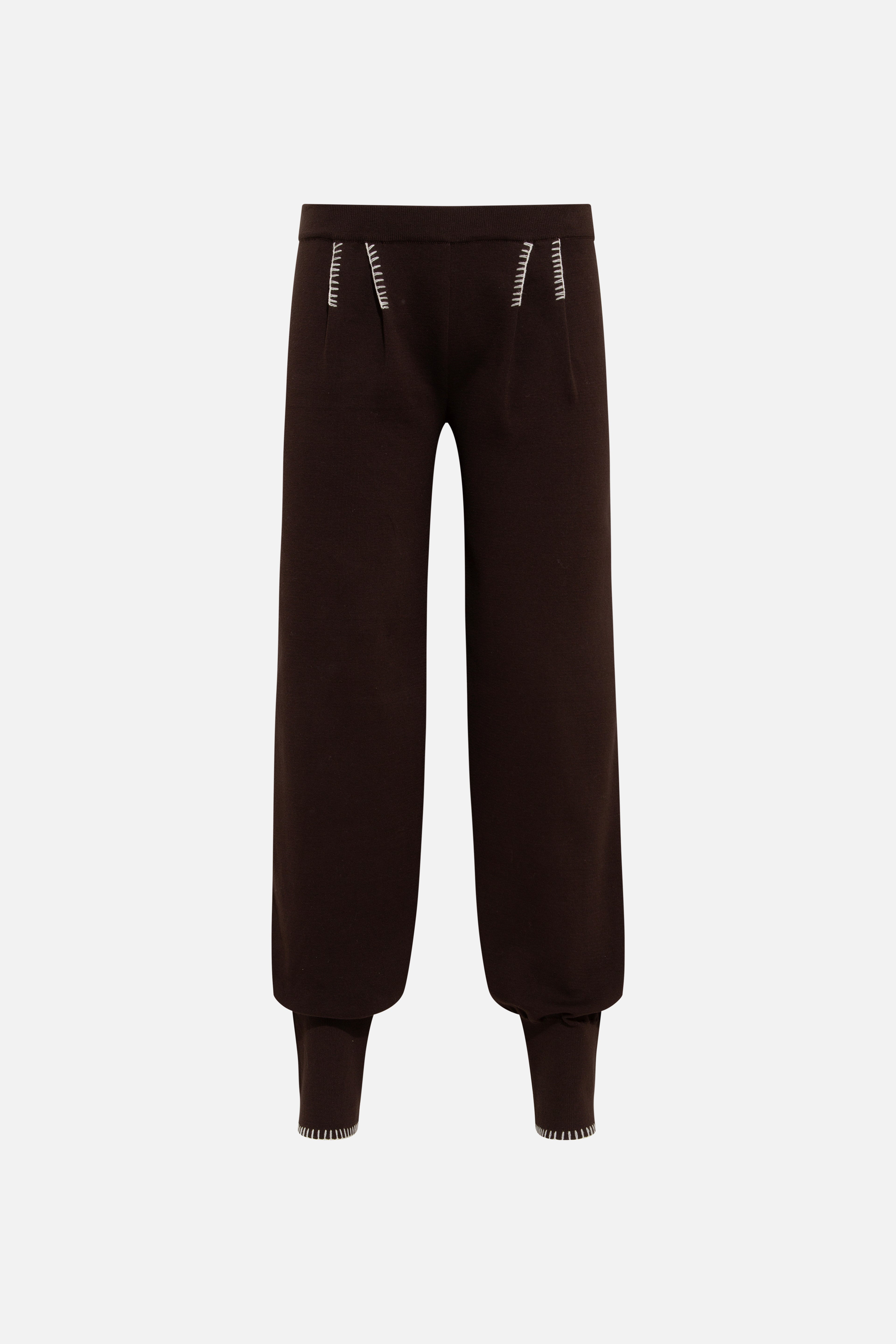 ROSENA - Knit harem pants with blanket-stitched hem