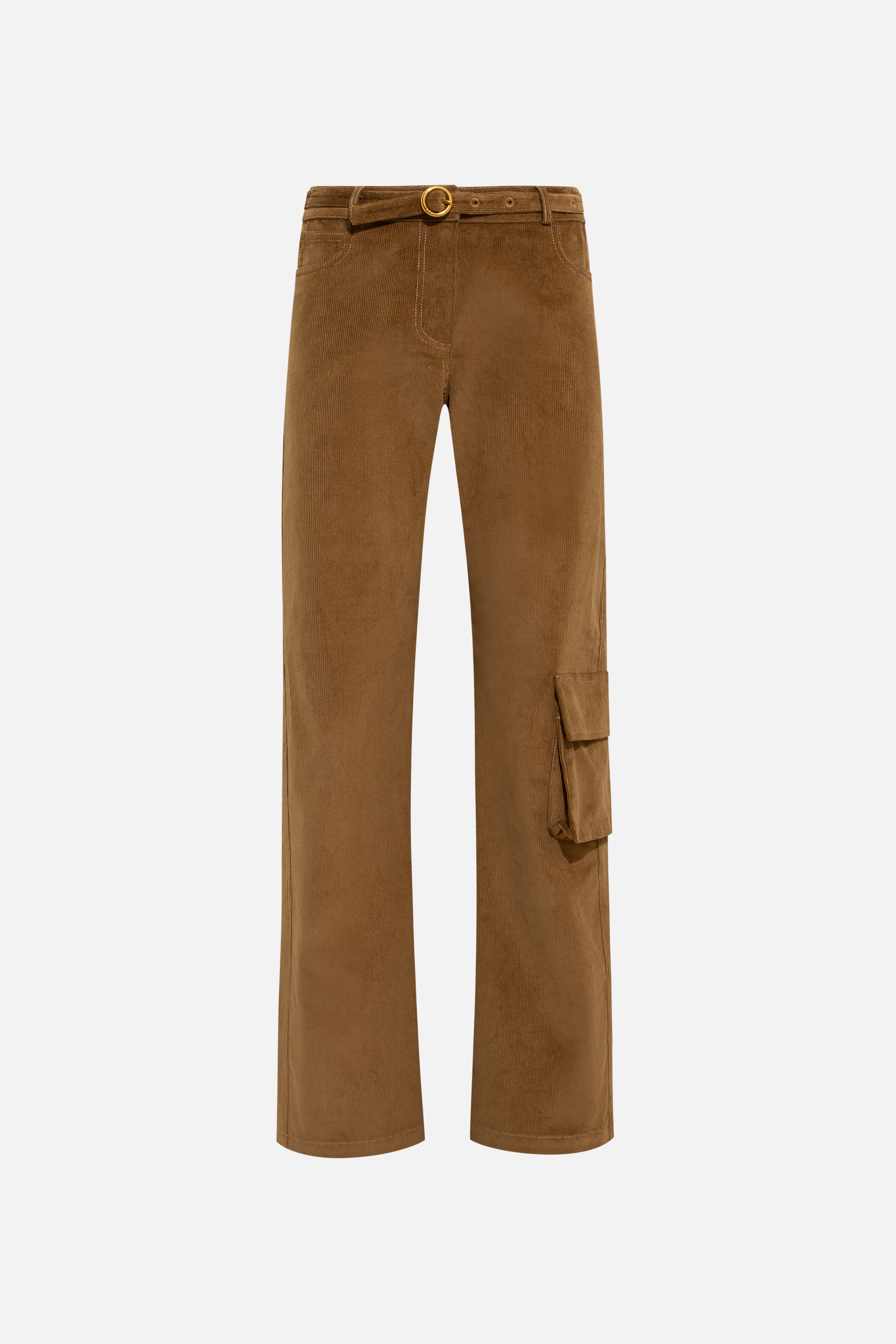 VIOLETTE - Wide-leg velvet pants with belt and side pocket