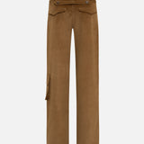 VIOLETTE - Wide-leg velvet pants with belt and side pocket