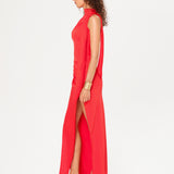 NARAH - Scarf and fray detailed draped satin maxi dress