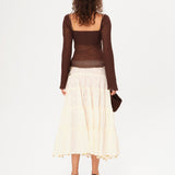 DENS - Long sleeve knit top with rose detail