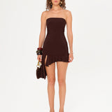 ATEN - Strapless jersey dress with ruffles