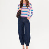 TEX - Pinky striped long sleeve knit top