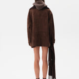 THEO - Oversized shearling-collar suede leather jacket