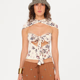 CHILER - Floral-printed front tie top