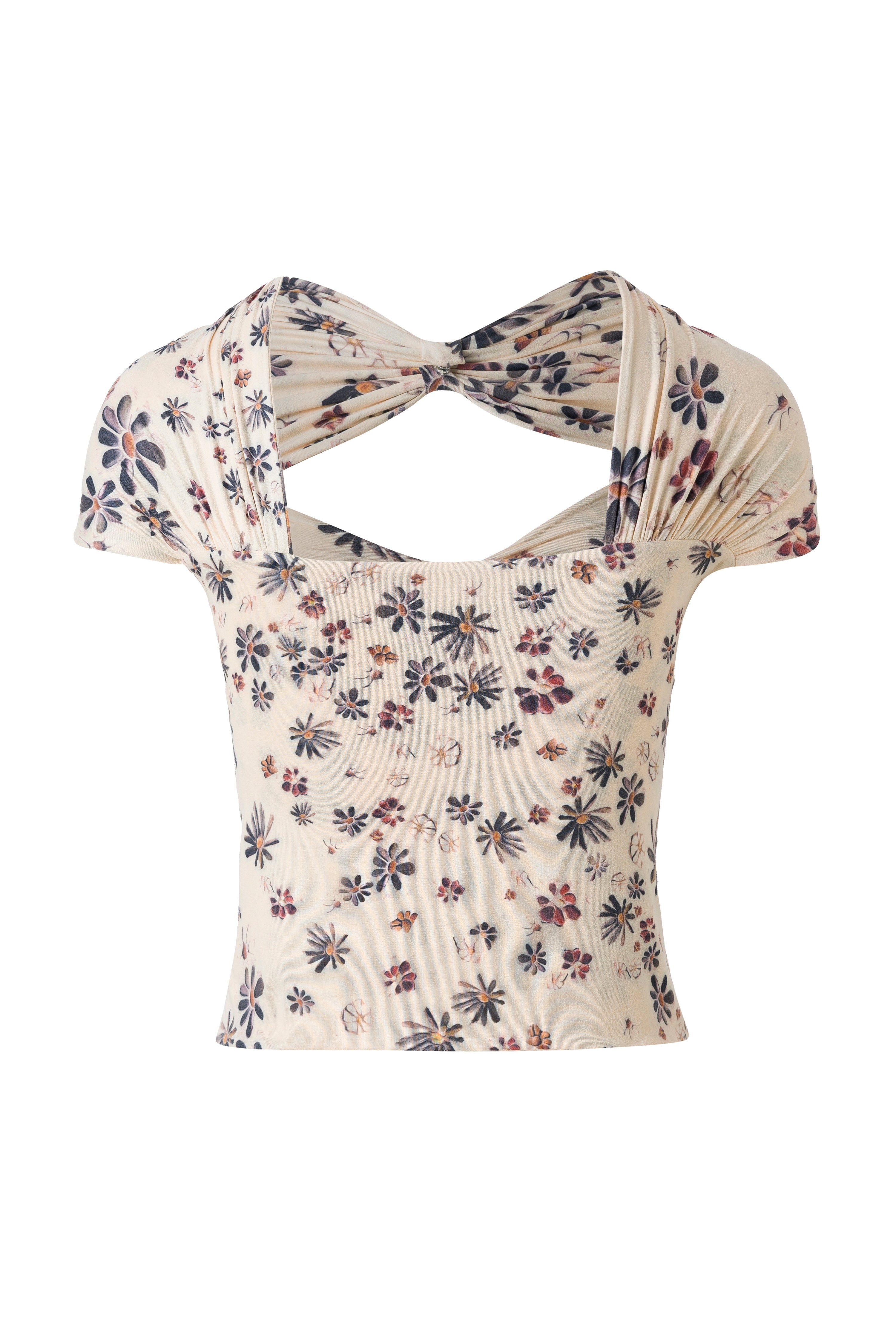 CHILER - Floral-printed front tie top