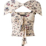 CHILER - Floral-printed front tie top