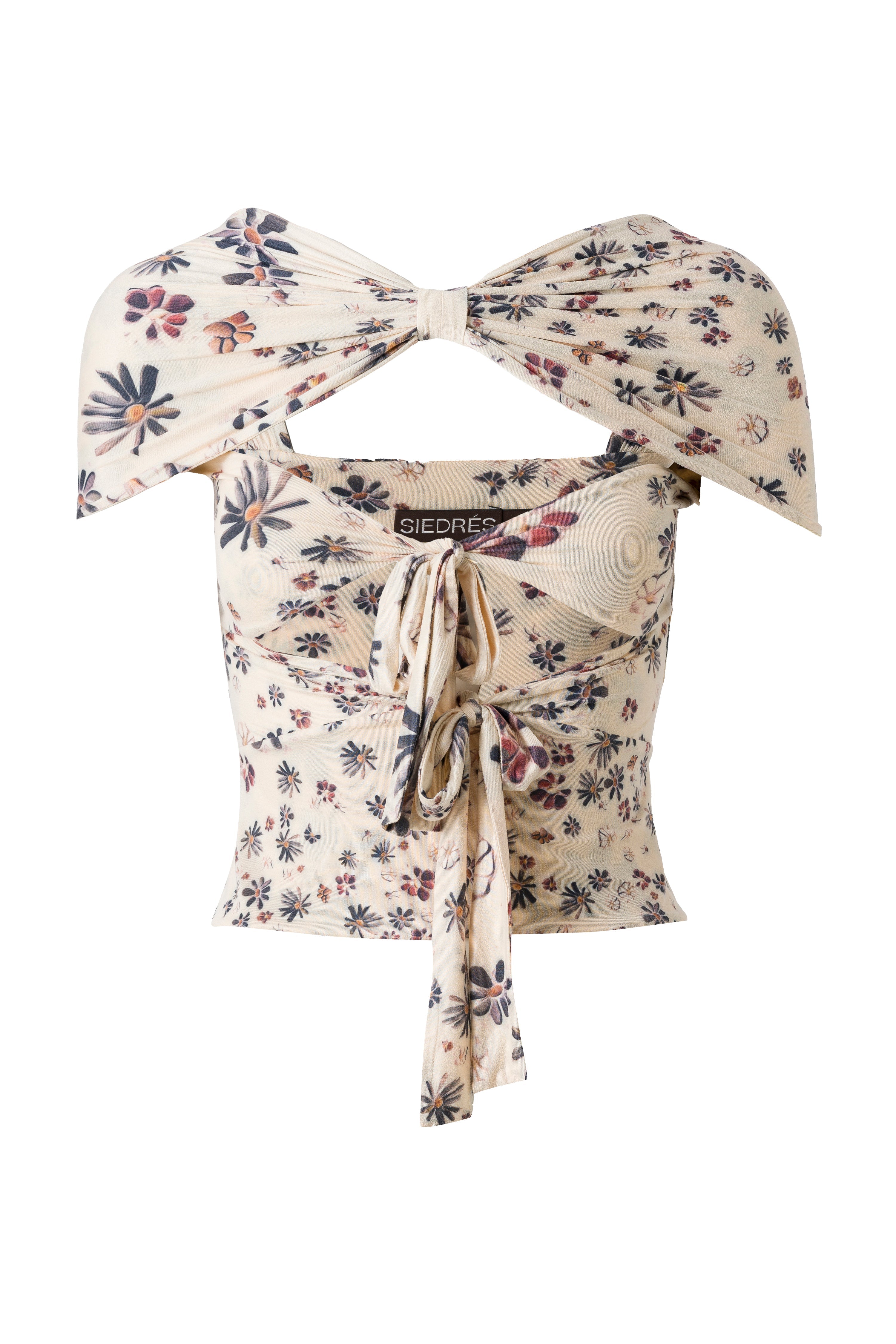 CHILER - Floral-printed front tie top