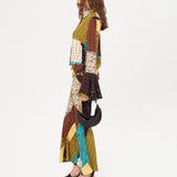 JESLYNN - Patchwork-printed flare-leg pants
