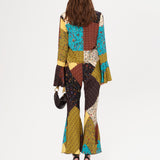 JESLYNN - Patchwork-printed flare-leg pants