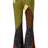 JESLYNN - Patchwork-printed flare-leg pants