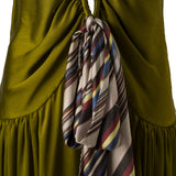 LIESSA - Deep V-neck midi dress with printed tie