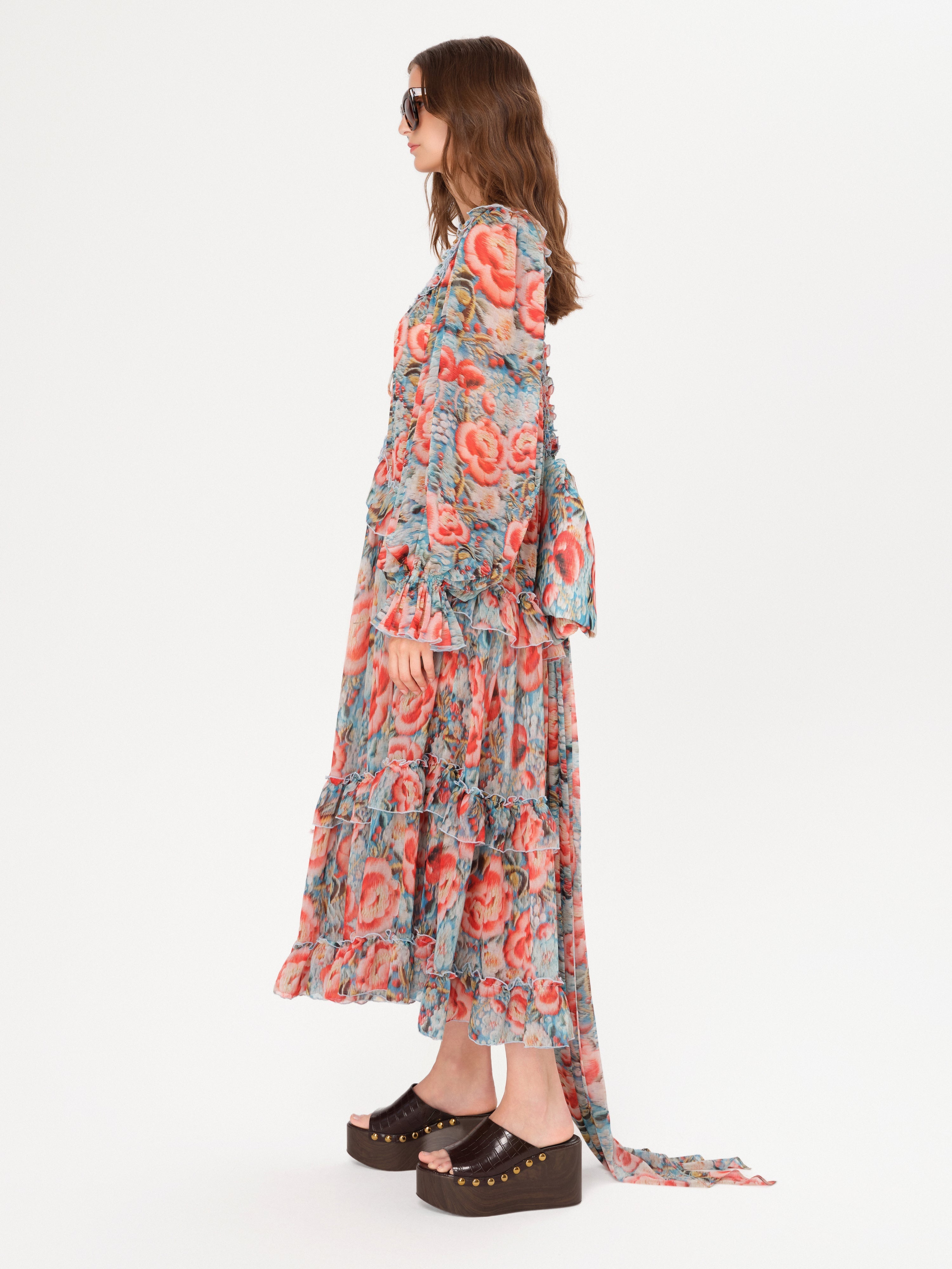 MIGNON - Ruffled maxi dress with bow detail