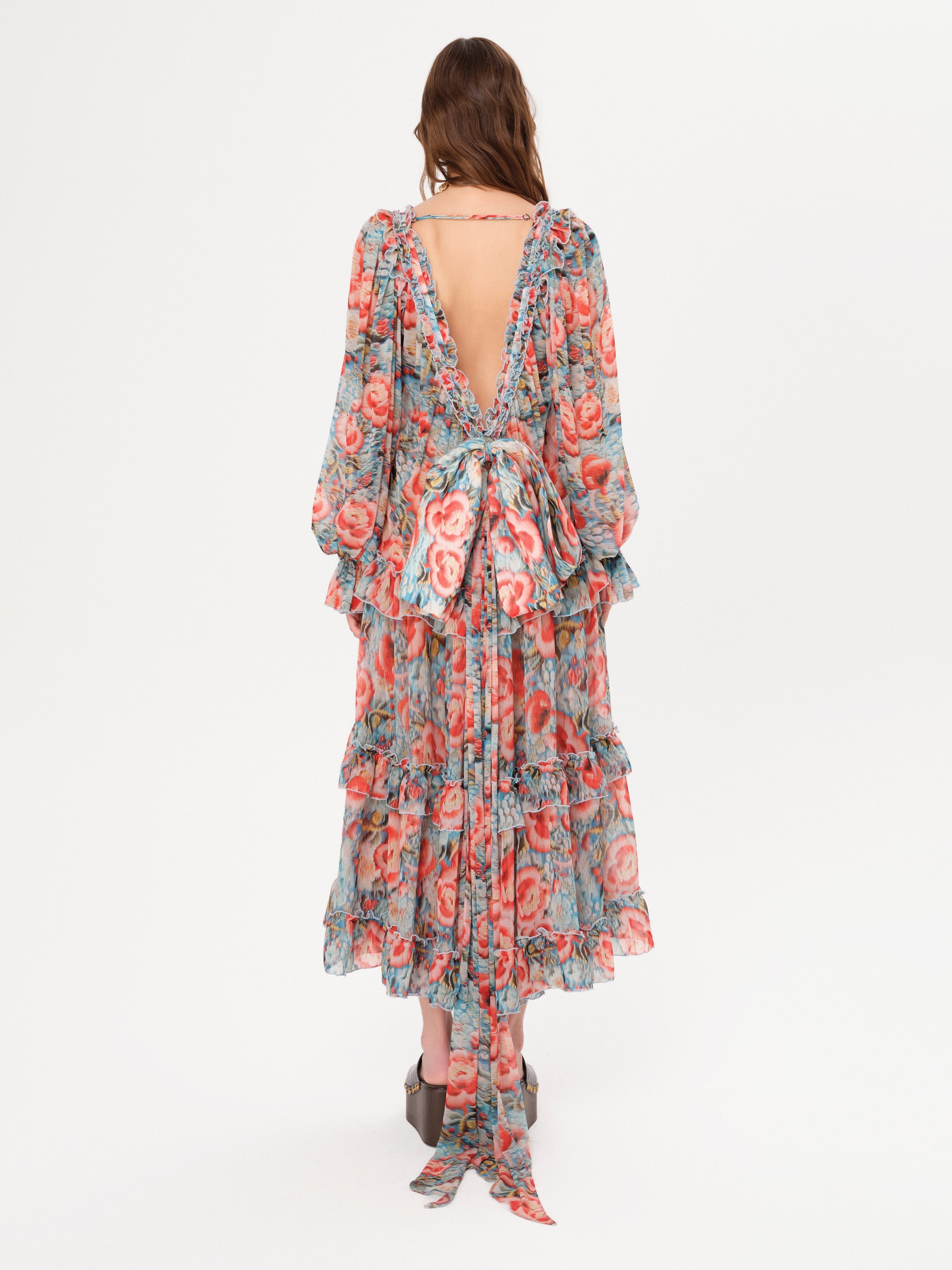 MIGNON - Ruffled maxi dress with bow detail
