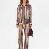 MONINA - Striped button-down shirt with front pockets