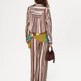 MONINA - Striped button-down shirt with front pockets