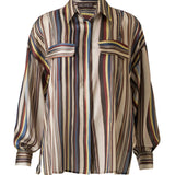 MONINA - Striped button-down shirt with front pockets