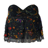 RORA - Bow detailed ruffled strapless top