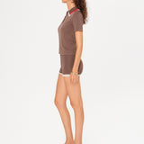 YUAN - Lace-trimmed knit polo top