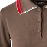 YUAN - Lace-trimmed knit polo top