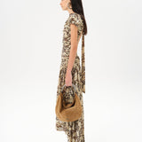 ADELINE - Printed velvet maxi dress with gathered ruching