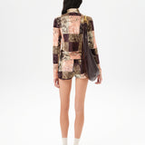 AFRA - Low-rise printed velvet mini shorts