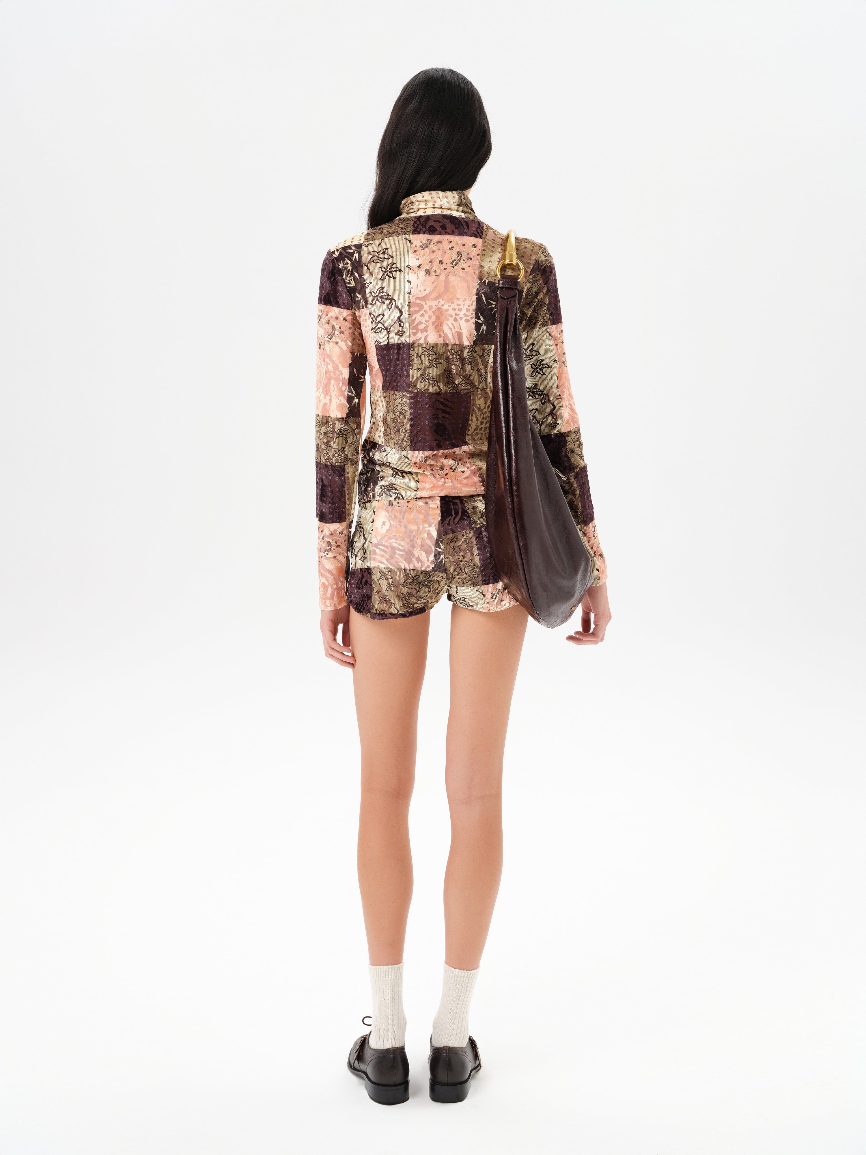 AFRA - Low-rise printed velvet mini shorts